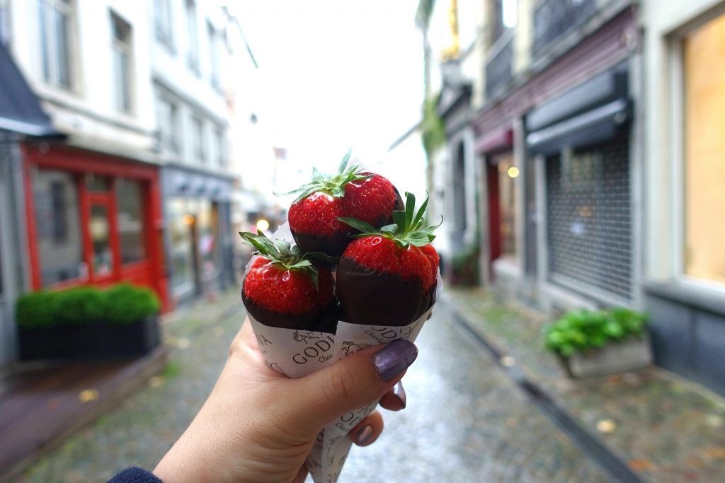 two days in Brussels Godiva strawberries